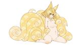  animal_ears barefoot blonde_hair fox_ears fox_tail nude solo tail touhou uewtsol yakumo_ran 