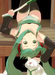  bad_id bad_pixiv_id cat detached_sleeves green_eyes green_hair hatsune_miku long_hair lying masao necktie on_back panties smile solo spring_onion striped striped_panties tank_top thighhighs twintails underwear very_long_hair vocaloid 