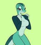  2019 anthro breasts cross_country_cartoons eyelashes female half-closed_eyes herny lizard non-mammal_breasts one_eye_closed reptile rita_skopt scalie simple_background smile solo tex_avery thick_thighs warner_brothers wide_hips wink 