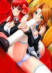  amane_(dream_c_club) brown_hair dream_c_club dream_c_club_(series) futaba_riho green_eyes miyagi_yasutomo multiple_girls panties pantyshot red_eyes red_hair smile thighhighs underwear 