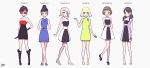  6+girls aqua_eyes aqua_hair arm_behind_back arms_behind_back bangs black_dress black_footwear black_hair blonde_hair blue_dress blue_footwear blunt_bangs boots brown_eyes brown_hair dress full_body game_boy_micro game_console gradient_hair grey_hair hand_on_hip handheld_game_console high_heels kisaragi_yuu_(fallen_sky) looking_at_viewer medium_hair multicolored multicolored_clothes multicolored_dress multicolored_hair multiple_girls new_nintendo_3ds nintendo nintendo_2ds nintendo_ds_lite nintendo_dsi one_eye_closed open_mouth original parted_lips purple_dress purple_eyes shoes short_hair signature simple_background sleeveless sleeveless_dress smile standing strapless strapless_dress sunglasses twintails virtual_boy white_background white_dress white_eyes white_footwear yellow_dress yellow_footwear 