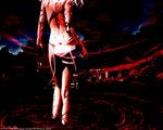  back biomega cyborg from_behind panties solo thigh_strap topless underwear wallpaper white_panties 