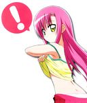  1girl artist_request ass blush frilled_panties frills fujii_masahiro hair_ornament hairclip hayate_no_gotoku! highres katsura_hinagiku long_hair looking_back official_art panties pink_hair pink_panties shirt_lift solo underwear undressing yellow_eyes 