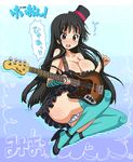  akiyama_mio bass_guitar black_hair bou_(artist) breasts cleavage don't_say_&quot;lazy&quot; hat high_heels instrument k-on! large_breasts mini_hat mini_top_hat shoes solo thighhighs top_hat 