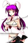  animal_ears bad_id bad_pixiv_id breasts bunny_ears cleavage ippongui large_breasts page_tear reisen_udongein_inaba revealing_cutout solo thighhighs touhou underwear zettai_ryouiki 