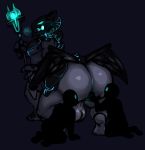  2019 anothermeekone anus backsack balls big_butt butt claws demon digital_media_(artwork) digitigrade dota glowing glowing_eyes harbinger_the_outworld_devourer invalid_tag monster muscular open_mouth penis scalie simple_background taur unknown_species video_games wings 