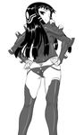  ar_tonelico ar_tonelico_ii ass back black_hair boots dr.p flat_ass greyscale jakuri monochrome smile solo thigh_boots thighhighs 