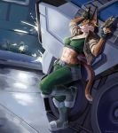  abs athletic_female clothing crop_too ear_piercing ear_ring felid feline female firefight greasymojo gun gunfire handgun jacket landmaster looking_at_viewer lynx mammal miyu_lynx muscular muscular_female nintendo piercing ranged_weapon smile star_fox video_games weapon 