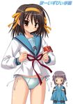  :x blue_panties bow bow_panties hair_ribbon holding_skirt kita_high_school_uniform multiple_girls nagato_yuki no_pants ohizumi_daisaku panties ribbon school_uniform serafuku side-tie_panties skirt skirt_removed suzumiya_haruhi suzumiya_haruhi_no_yuuutsu underwear 