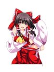  absurdres black_hair bow detached_sleeves hair_bow hakurei_reimu highres hirayama-h panties pink_eyes short_hair solo touhou underwear 