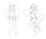  animal_ears cat_ears cat_tail greyscale k-on! legs lowleg matsukura_nemu monochrome nakano_azusa panties sketch solo tail twintails underwear 