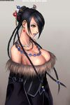  black_hair black_lipstick breasts cleavage final_fantasy final_fantasy_x jewelry lulu 