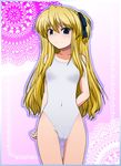  blonde_hair blue_eyes breasts cameltoe covered_nipples long_hair one-piece_swimsuit quiz_magic_academy ryuu_ryuu shalon small_breasts solo swimsuit 