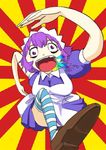  crazy_eyes futaba_channel nijiura_maids purple_hair saliva solo striped yakui 