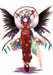  &gt;:) bare_shoulders bat_wings black_wings bow branch breasts cape chimerism commentary_request detached_sleeves dual_wielding flandre_scarlet fujiwara_no_mokou fusion geta hat hat_bow hat_ribbon highres hinanawi_tenshi holding horn_ribbon horns houraisan_kaguya ibuki_suika inubashiri_momiji jeweled_branch_of_hourai kamishirasawa_keine kochiya_sanae komeiji_satori large_breasts looking_at_viewer moriya_suwako multiple_wings nagae_iku pants purple_hair red_eyes reiuji_utsuho remilia_scarlet reon_(saikyou) ribbon rumia shameimaru_aya short_hair simple_background smile solo sword sword_of_hisou tengu-geta third_eye touhou v-shaped_eyebrows weapon white_background wings yakumo_yukari yasaka_kanako 