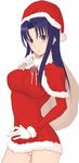  blue_eyes blue_hair christmas gloves kamimiya kawashima_ami panties santa_costume solo toradora! underwear white_gloves white_panties 