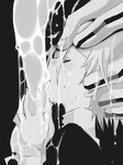  androgynous black_and_white blush crona_(soul_eater) crying dripping eyes_closed forced french_kiss gloves hand_on_head high_collar kiss makenshi_chrona monochrome ragnarok_(demon_sword) saliva short_hair soul_eater striped striped_gloves sweat tears tongue wet 