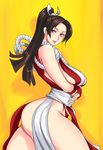  ass black_hair breast_hold breasts huge_ass iad large_breasts loincloth panties pink_eyes ponytail red_panties rope shadow shiranui_mai solo the_king_of_fighters underwear 