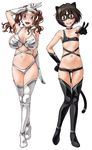  amagami animal_ears boots breasts brown_hair cat_ears choker cosplay covered_nipples crossed_legs elbow_gloves flat_chest fukudahda gloves grin hand_on_hip huge_breasts leather legs lowleg lowleg_panties mask multiple_girls nakata_sae navel panties salute short_hair skindentation smile tachibana_miya tail thigh_boots thigh_gap thighhighs twintails underwear v watson_cross white_gloves 