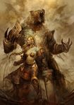  abs armor bear breasts chain concept_art fantasy guild_wars jora kekai_kotaki large_breasts sword weapon 