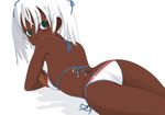  ass bikini dark_skin from_behind green_eyes kiriman_(souldeep) original side-tie_bikini solo swimsuit white_hair 