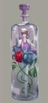  1boy absurdres air_bubble blue_flower bottle bubble flower formal grey_background hand_up hat highres huge_filesize hyacinth in_bottle in_container long_sleeves male_focus matsuno_ichimatsu osomatsu-san pants purple_eyes purple_flower purple_shirt red_flower rose s_s_zene shirt standing suit water white_footwear white_hat white_pants white_suit 