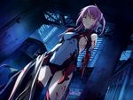  amputee baldr_sky blood breasts chintasu_nagisa cyborg nagisa_chinatsu purple_hair smile 