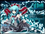  aqua_eyes aqua_hair bad_id bad_pixiv_id cosplay detached_sleeves front_ponytail hair_ribbon hatsune_miku hatsune_miku_(cosplay) kagiyama_hina kurume_shou long_hair necktie ribbon solo touhou vocaloid 