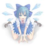  afro_(artist) bad_id bad_pixiv_id blue_eyes blue_hair bow cirno hair_bow mary_janes shoes short_hair solo touhou 