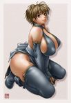  absurdres breasts elbow_gloves gloves highres huge_breasts non-web_source phaia plump solo thick_thighs thighhighs thighs 