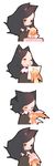  1girl 4koma animal_ears black_hair cat_ears closed_eyes comic dog fang forehead highres original silent_comic sneezing 