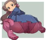  ass bad_id bad_pixiv_id blush brown_hair cameltoe crotch_seam fat_mons feet gym_leader hair_pulled_back huge_ass hun long_hair panties panties_under_pantyhose pantyhose pink_legwear pokemon pokemon_(game) pokemon_rse ribbon soles solo tsutsuji_(pokemon) twintails underwear 