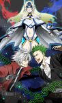  2boys bad_id bad_pixiv_id blazblue blonde_hair blue_eyes green_eyes green_hair heterochromia highres kikuyoshi long_hair mu-12 multiple_boys ragna_the_bloodedge red_eyes silver_hair yellow_eyes yuuki_terumi 