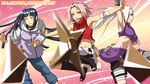  @_(shuriken_fighter) black_hair blonde_hair green_eyes haruno_sakura hyuuga_hinata kunai long_hair multiple_girls naruto naruto_(series) pink_hair short_hair weapon white_eyes yamanaka_ino 