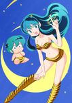  bikini bra green_hair horns legs lingerie long_hair lum oni smile swimsuit ten_(urusei_yatsura) underwear urusei_yatsura 