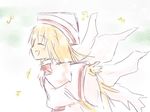  blonde_hair blush closed_eyes happy hat komakusa lily_white long_hair musical_note solo touhou 
