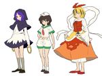  belt bishamonten's_pagoda black_hair blonde_hair green_eyes hand_on_hip hat hood kneehighs kumoi_ichirin matsutani multiple_girls murasa_minamitsu purple_eyes purple_hair sailor sailor_collar sailor_hat shawl shorts socks tiger_stripes toramaru_shou touhou 