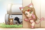  akiyama_mio animal_ears brown_eyes brown_hair cat_ears cat_tail chibi hisahiko k-on! long_hair multiple_girls sokabe_megumi tail tainaka_ritsu 