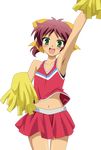  absurdres armpits baka_to_test_to_shoukanjuu cheerleader extraction green_eyes highres ponytail red_hair shimada_minami solo transparent_background vector_trace 