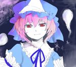  hat lowres pink_hair red_eyes saigyouji_yuyuko short_hair solo touhou yutapo 