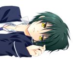  angel_beats! green_hair kawaji lying male_focus naoi_ayato solo yellow_eyes 