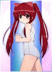  aloe_(quiz_magic_academy) child covered_nipples flat_chest long_hair one-piece_swimsuit quiz_magic_academy red_eyes red_hair ribbon ryuu_ryuu school_swimsuit solo swimsuit twintails white_school_swimsuit white_swimsuit 
