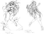  al_azif ass character_sheet curvy demonbane greyscale inoue_takuya long_hair monochrome panties sketch underwear 