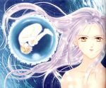  ayashi_no_ceres blonde_hair ceres fetal_position long_hair mikage_aki mikage_aki_(ayashi_no_ceres) nude purple_hair 