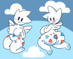  anthro avian big_breasts big_butt blush breasts butt cloud dewy-eyedboy featureless_breasts female hi_res looking_at_viewer looking_back nintendo nude open_mouth pok&eacute;mon pok&eacute;mon_(species) simple_background smile solo togetic toony video_games wings 