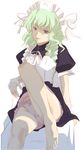  artist_request barefoot blue_eyes curly_hair feet green_hair maid mouri_teru non-web_source panties pantyshot rance_(series) sengoku_rance solo underwear 