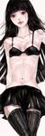  black_hair bra goth_(manga) highres lingerie long_hair morino_yoru navel nogaru_wako ribs skinny skirt solo thighhighs underwear zettai_ryouiki 