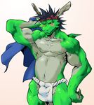  bara blush dragon fangs fundoshi furry headband horns jockstrap lowres morenatsu underwear 