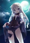  :q ass_visible_through_thighs black_panties blonde_hair cloud dress dress_lift full_moon long_hair moon naughty_face nekomu night original panties pantyshot purple_eyes silver_hair skirt skirt_lift solo tongue tongue_out underwear upskirt 