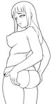  areolae ass breasts from_behind greyscale hyuuga_hinata large_breasts lineart looking_at_viewer looking_back monochrome naruto_(series) naruto_shippuuden ninja nipples puffy_nipples self_upload solo ssjdubby standing 